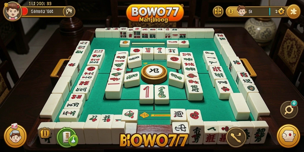 Tampilan gameplay seru di BOWO77 dengan fitur Mahjong.