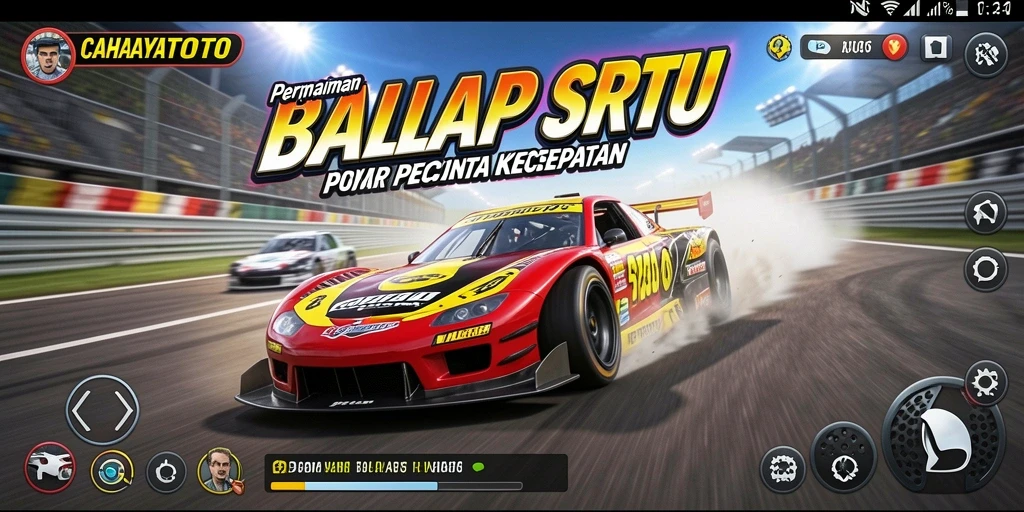 Tampilan gameplay CAHAYATOTO yang menegangkan di trek balap.