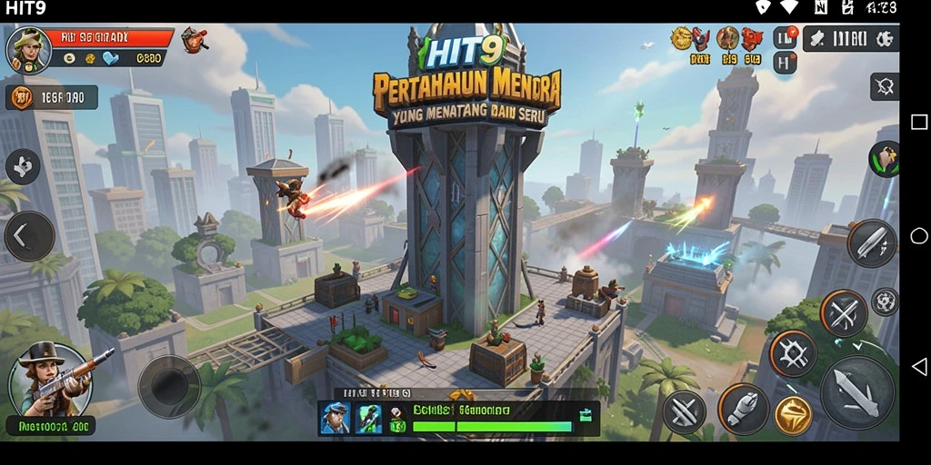 Tampilan menarik dari gameplay Tower Defense di HIT9.
