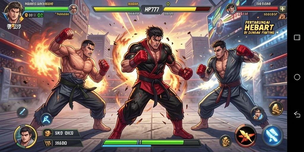 Gameplay seru dengan pertarungan karakter yang menegangkan.