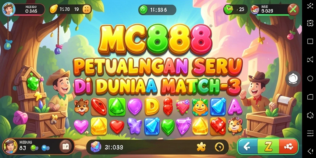 Tampilan menarik dari gameplay Match-3 di MC888.