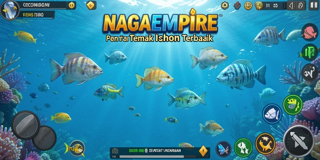 Screenshot utama NAGAEMPIRE menampilkan aksi menangkap ikan yang intens dan seru.