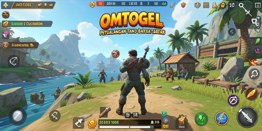 Screenshot gameplay OMTOGEL yang menampilkan dunia terbuka yang luas.