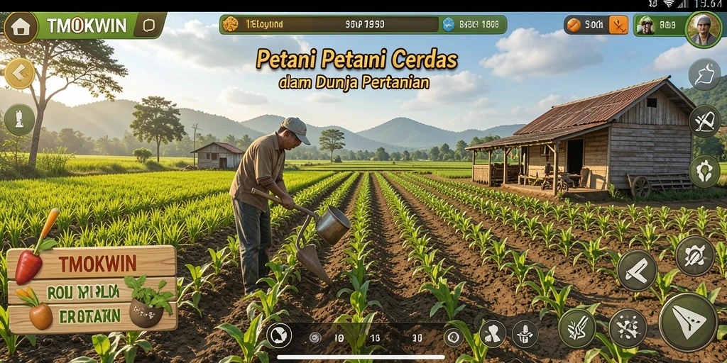 Tampilan gameplay menawan dalam TMOKWIN yang menggambarkan kesenangan bertani.